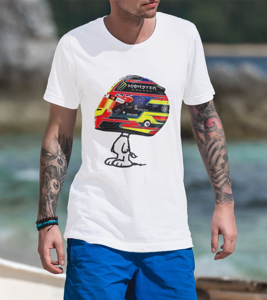 Oscar Piastri Monster Energy Racing Helmet Snoopy T-Shirt
