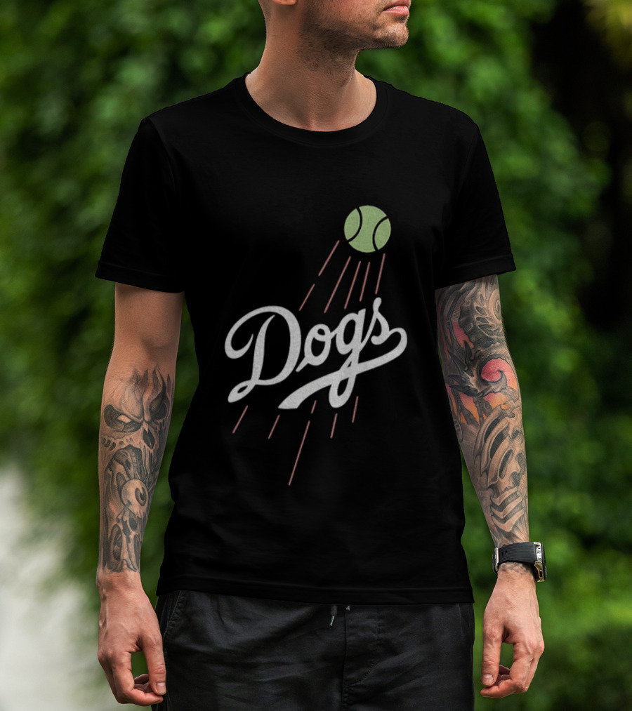 Los Angeles Dodgers MLB Baseball 2025 Dogs Tennis Ball Retro Style T-Shirt
