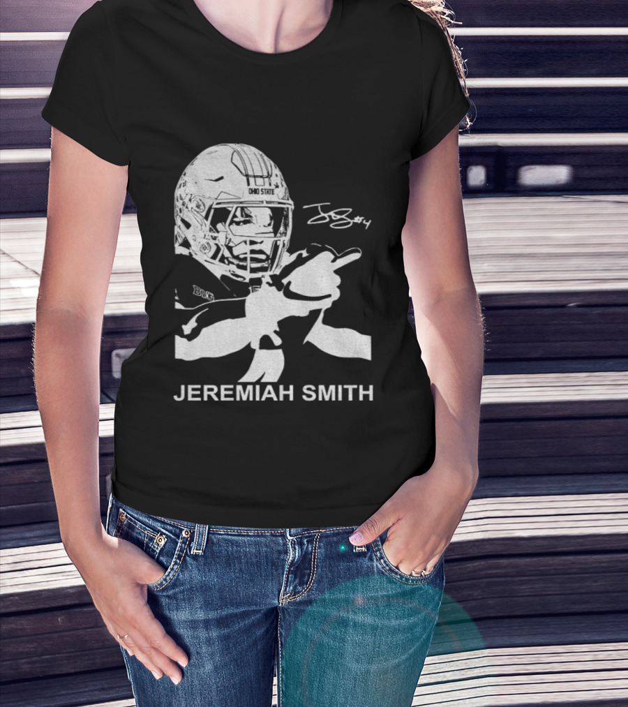 Jeremiah Smith Ohio State Buckeyes Signature Middle Finger Football Image T-Shirt