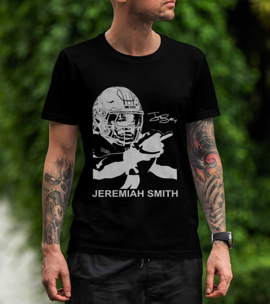 Jeremiah Smith Ohio State Buckeyes Signature Middle Finger Football Image T-Shirt