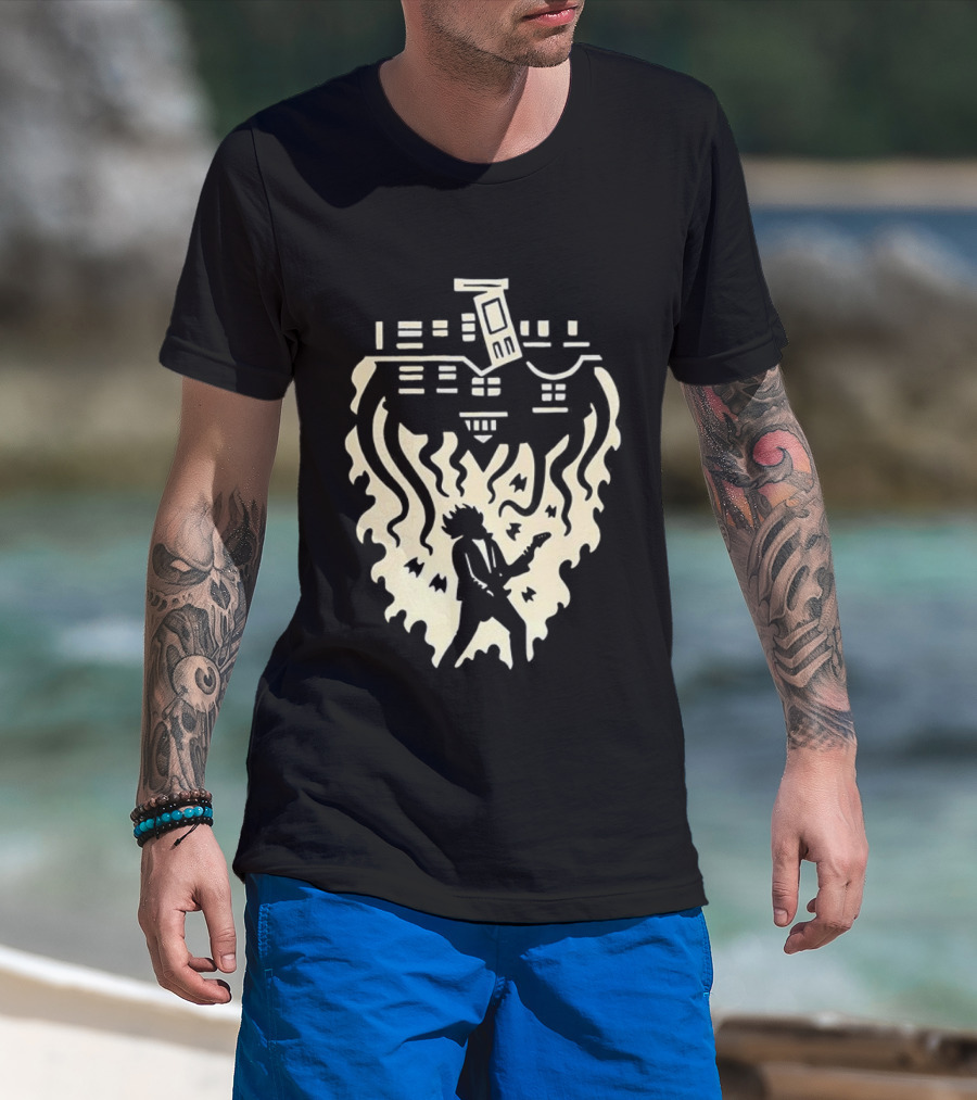 Joseph Quinn Stranger Things Character Upside Down Guitar Silhouette T-Shirt