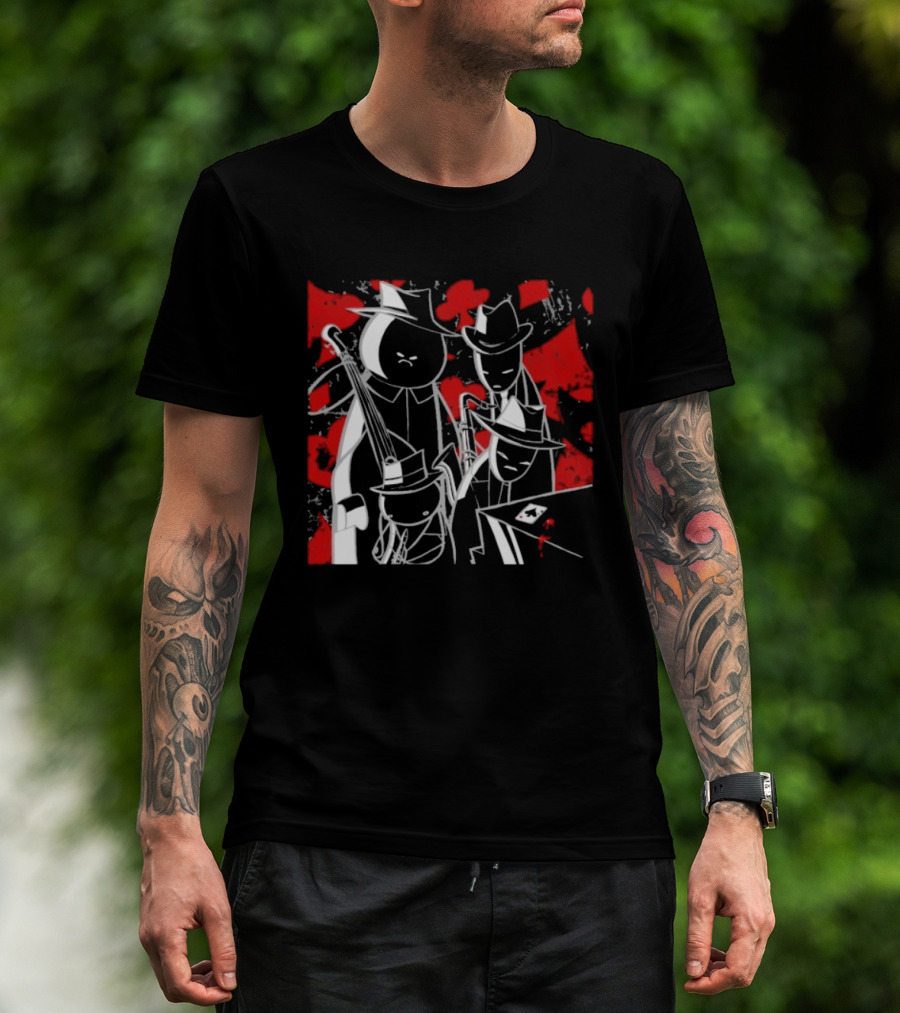 Midnight Crew Homestuck Noir Characters Poker Scene With Red Accent T-Shirt