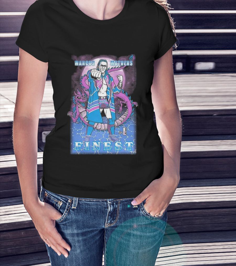 Marcus Mathers Finest Wrestler With Dragon And Purple Blue Costume T-Shirt