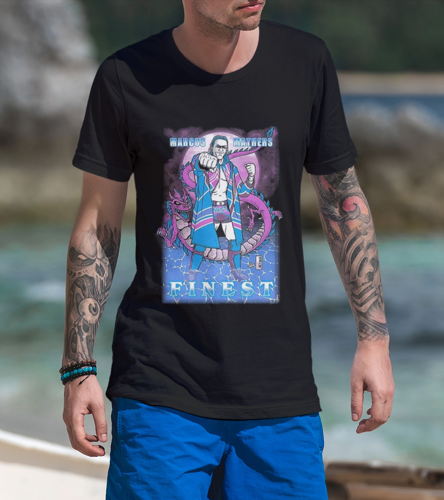 Marcus Mathers Finest Wrestler With Dragon And Purple Blue Costume T-Shirt