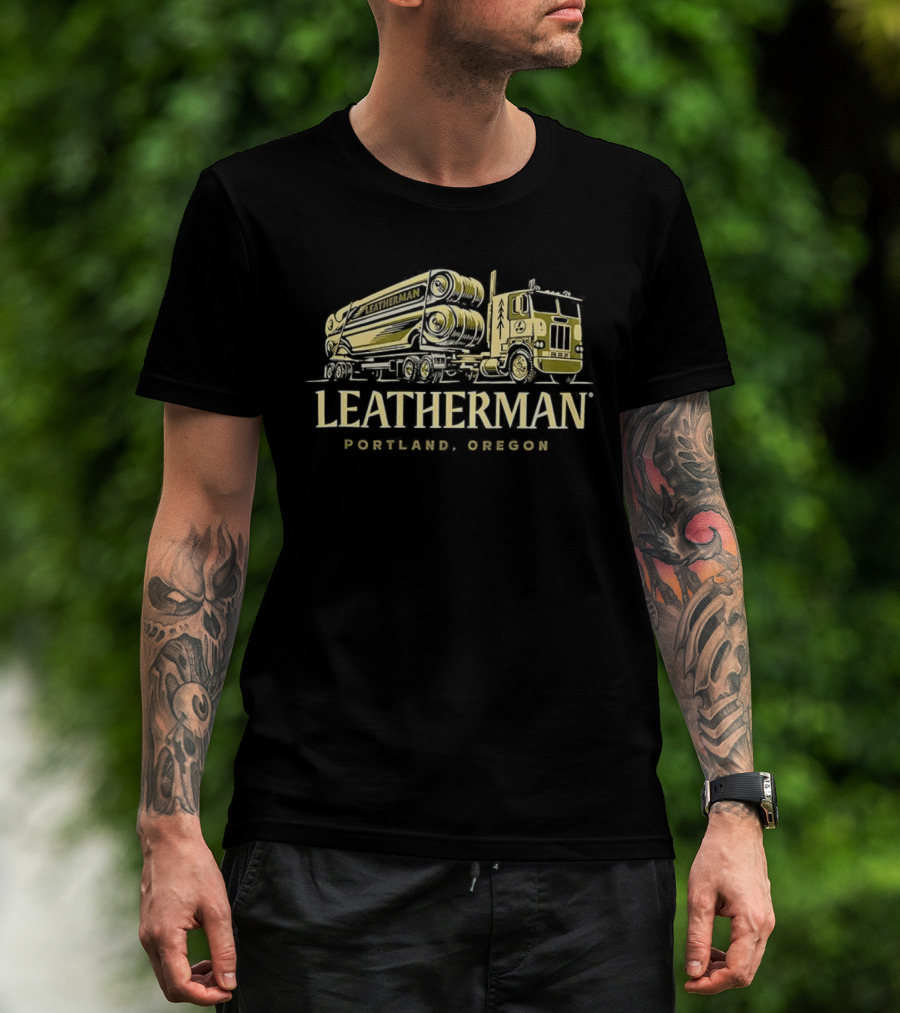 Leatherman Portland Oregon Logging Truck Illustration T-Shirt