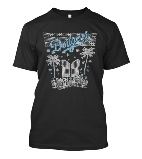 Los Angeles Dodgers Back 2 Back Ugly Christmas Dodger Stadium Palms Snowflakes T-Shirt