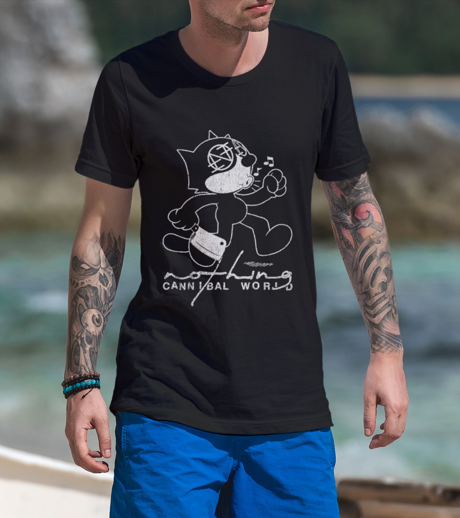 Nothing Cannibal World Felix Cat With Knife T-Shirt