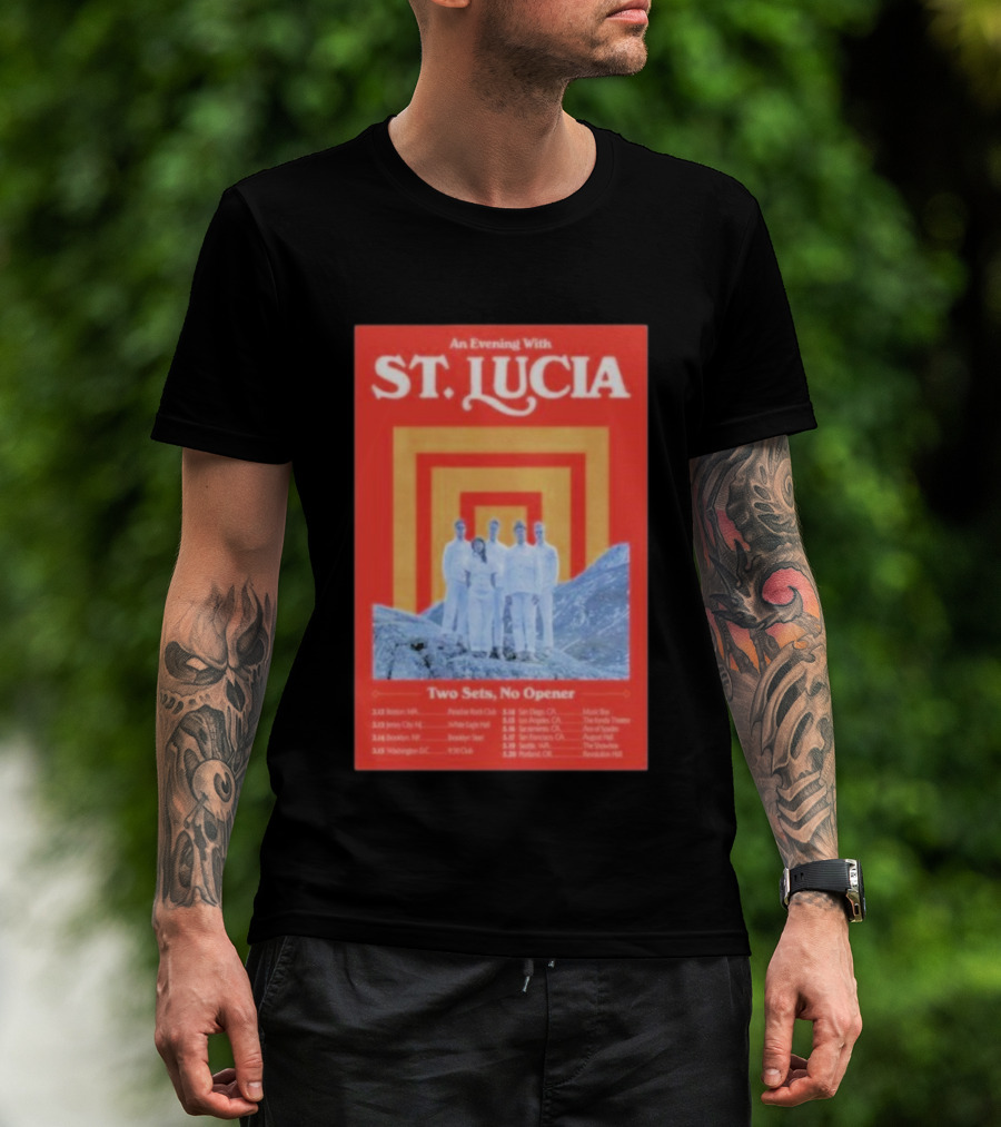 An Evening With St. Lucia Two Sets No Opener Tour 2026 Dates Boston Jersey City Brooklyn Washington T-Shirt