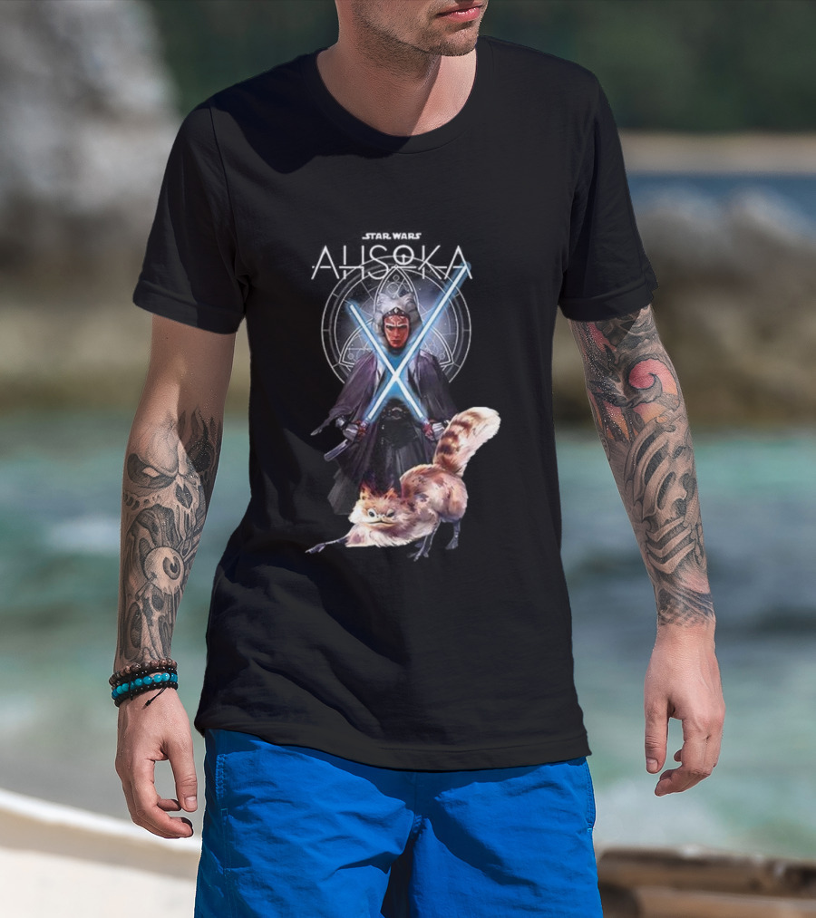 Ahsoka Star Wars Character Lightsabers And Loth-Cat T-Shirt