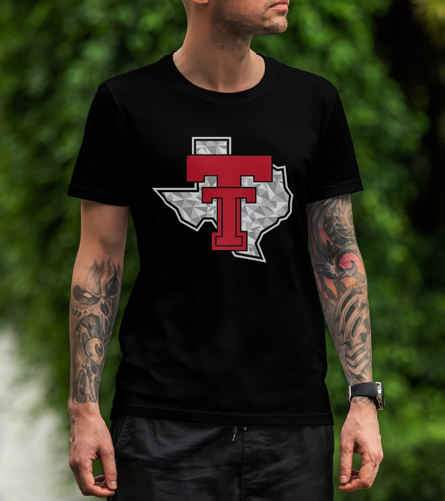 Texas Tech Red Raiders TT Emblem With Texas State Shape T-Shirt