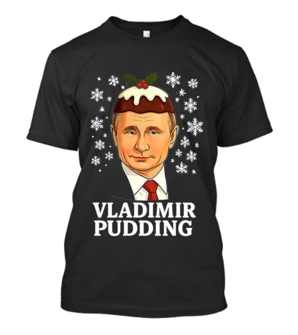 Vladimir Pudding Funny Christmas Caricature Snowflakes T-Shirt