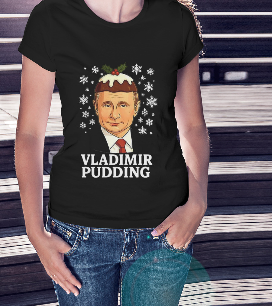 Vladimir Pudding Funny Christmas Caricature Snowflakes T-Shirt