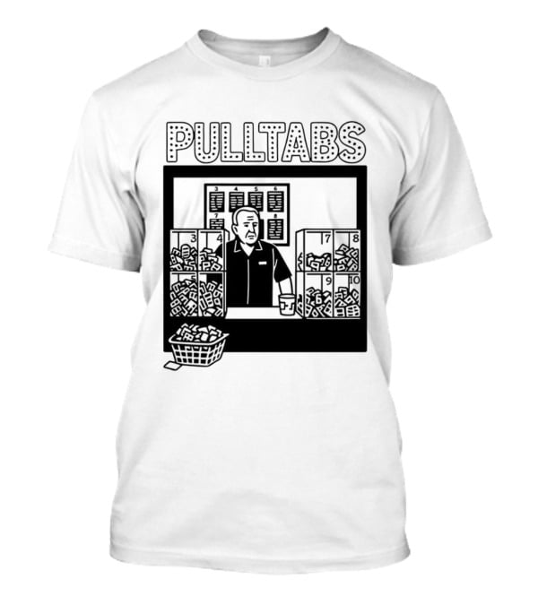 Minnesota Pull Tabs Comic Scene With Counter And Boxes T-Shirt