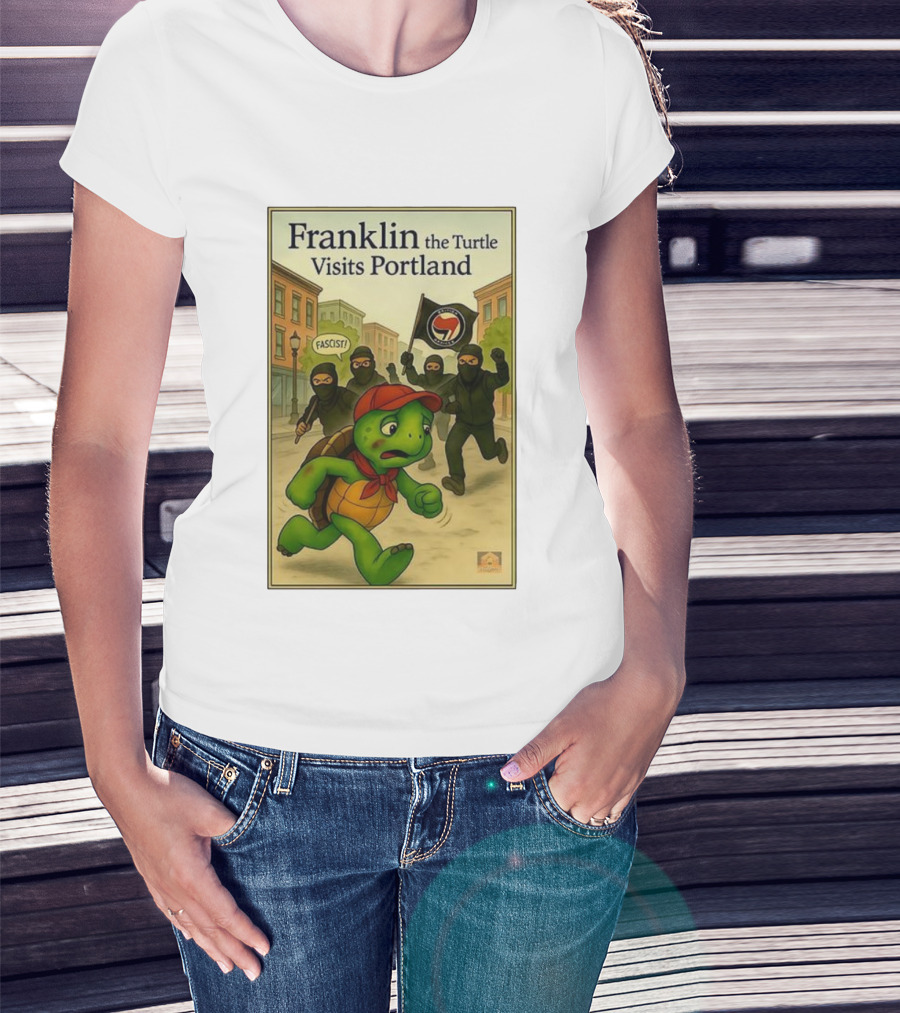 Franklin The Turtle Visits Portland Antifa Protest Scene T-Shirt
