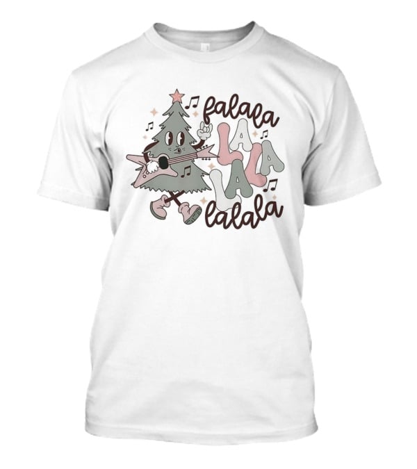 Christmas Tree Playing Electric Guitar Falala La La La Lalala Fun Holiday Music T-Shirt