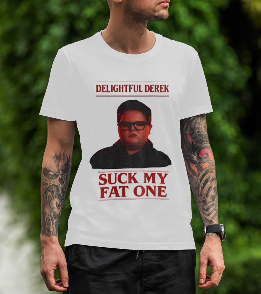 Delightful Derek Stranger Things Suck My Fat One Christmas T-Shirt