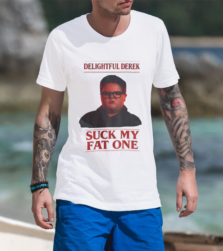 Delightful Derek Stranger Things Suck My Fat One Christmas T-Shirt