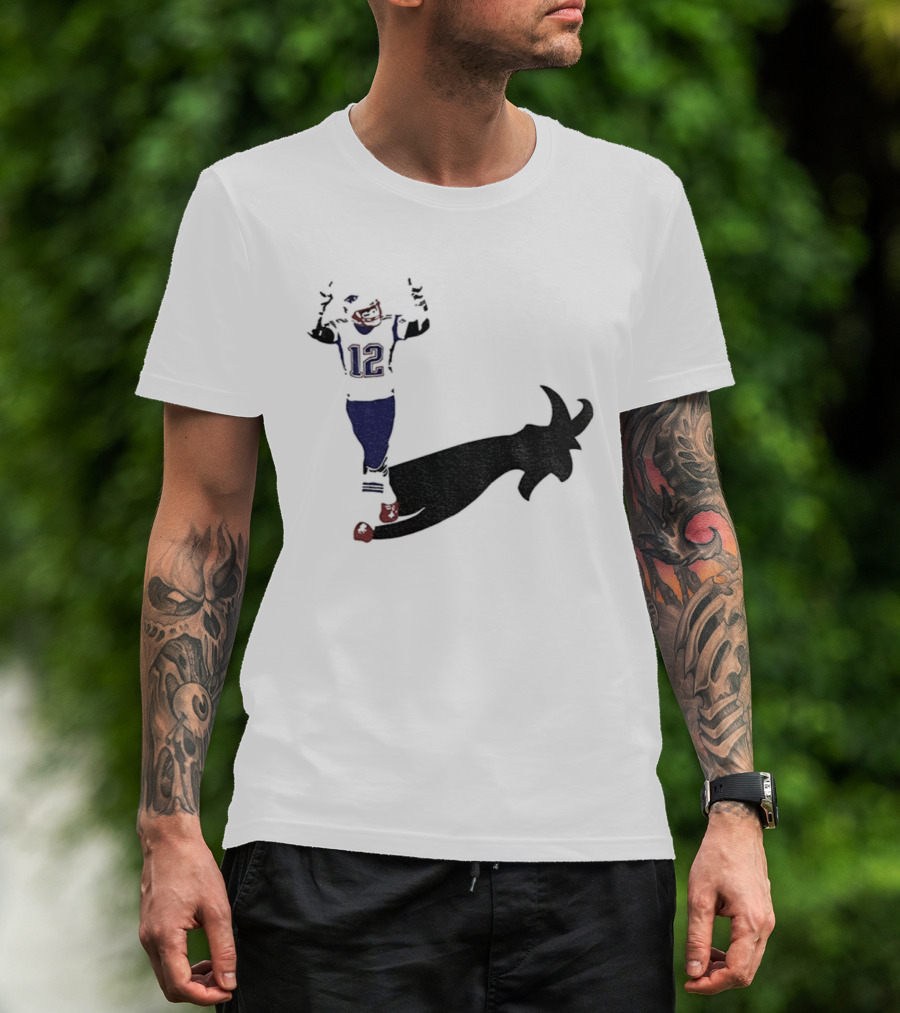 Tom Brady Tampa Bay Buccaneers 2025 The Goat Shadow Football 12 T-Shirt