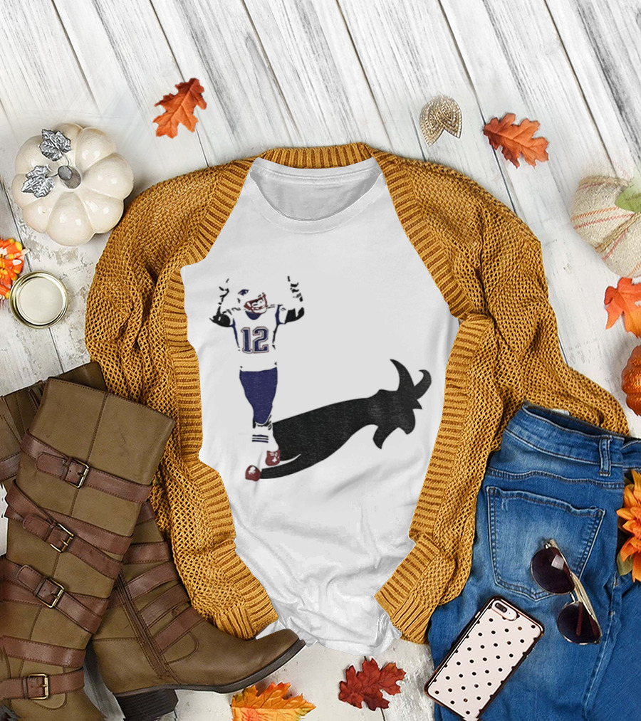 Tom Brady Tampa Bay Buccaneers 2025 The Goat Shadow Football 12 T-Shirt