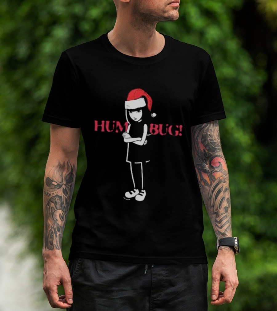 Emily The Strange Humbug Christmas Santa Hat T-Shirt