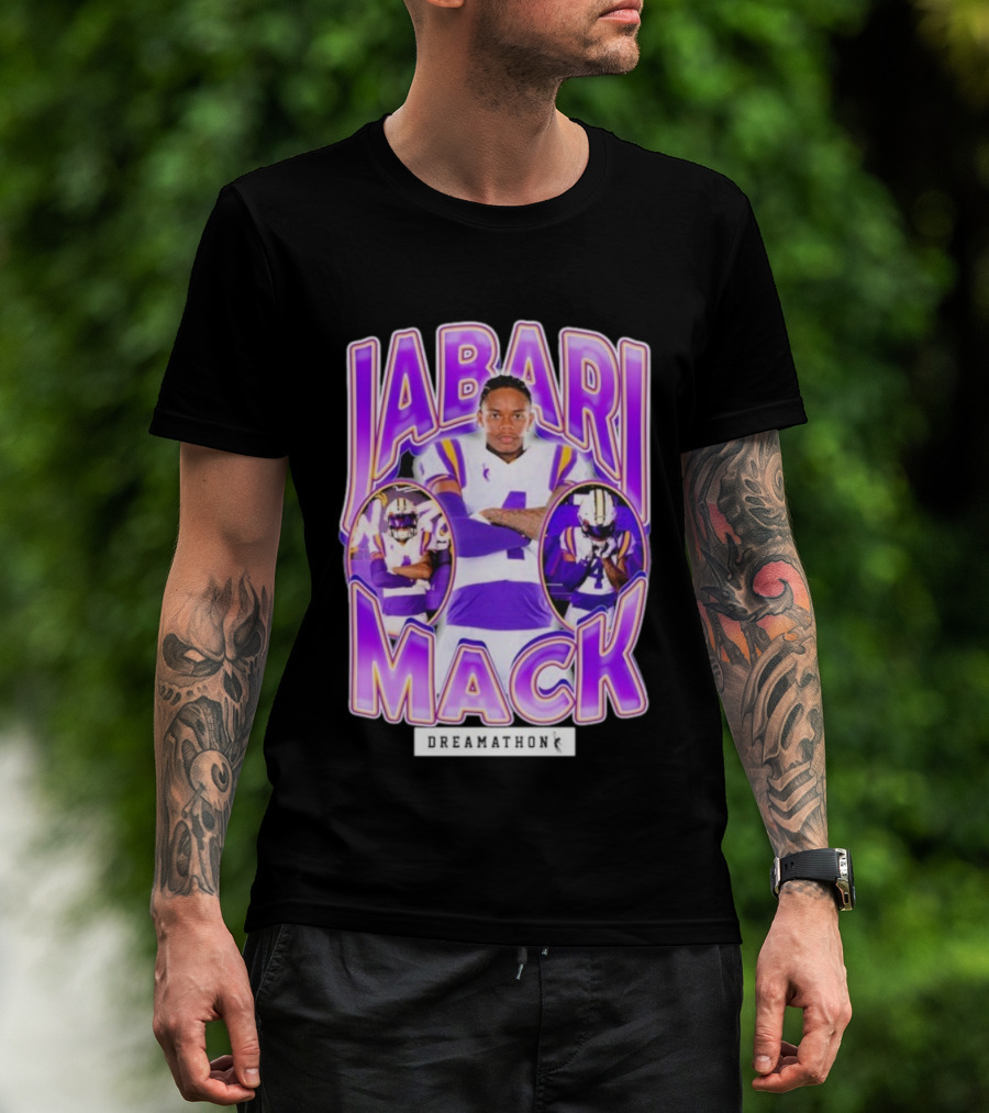 Jabari Mack Purple And White Dreamathon Football LSU Tigers T-Shirt
