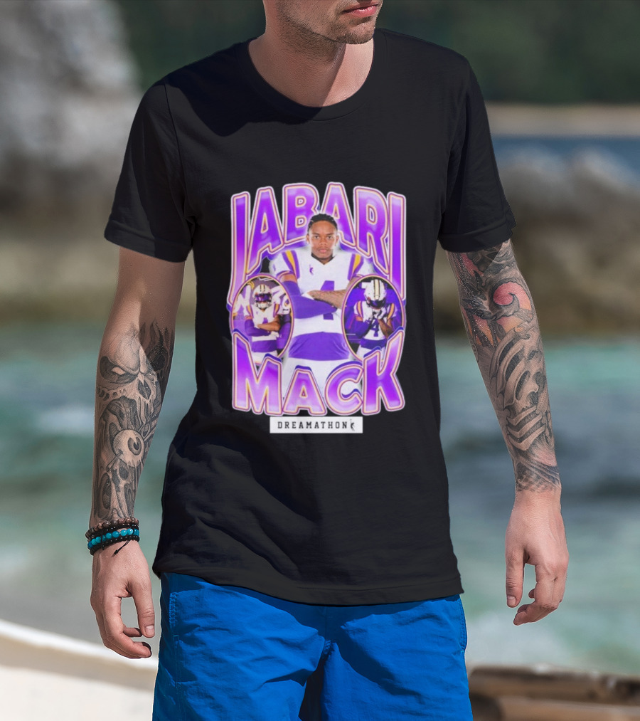 Jabari Mack Purple And White Dreamathon Football LSU Tigers T-Shirt
