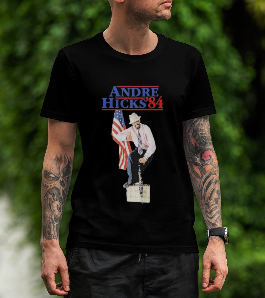 Andre Hicks 1984 American Flag Theme T-Shirt