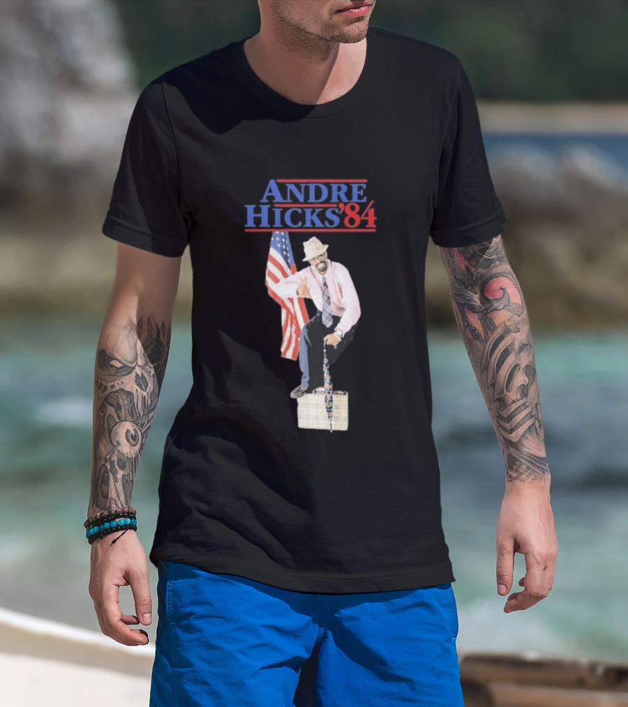 Andre Hicks 1984 American Flag Theme T-Shirt