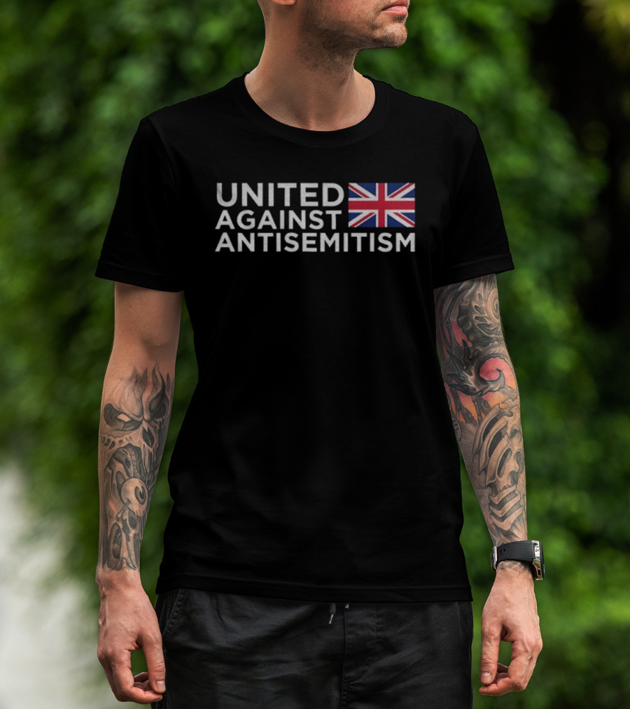 United Against Antisemitism UK Flag Bold Message T-Shirt