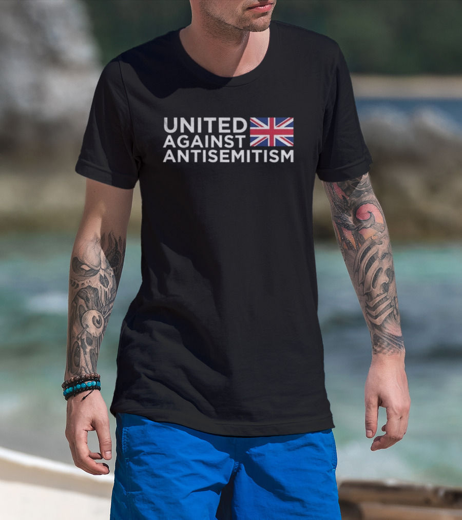 United Against Antisemitism UK Flag Bold Message T-Shirt