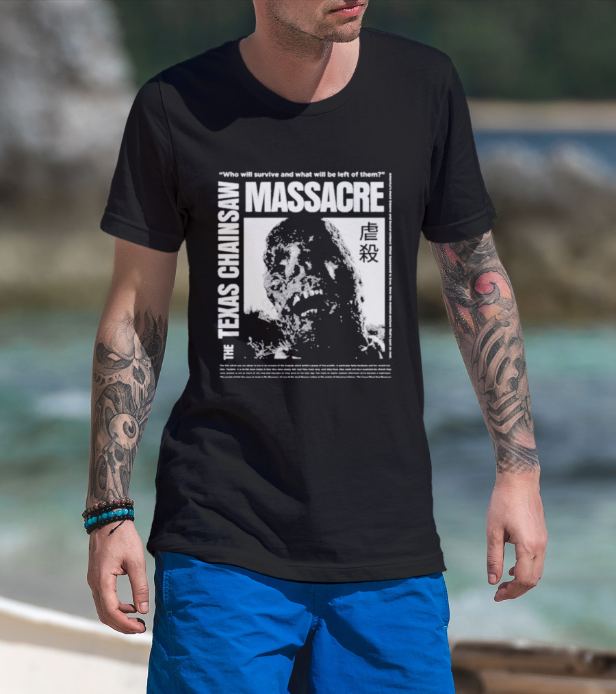 The Texas Chainsaw Massacre Who Will Survive What Will Be Left Of Them Drippy Corpse Japanese Text T-Shirt