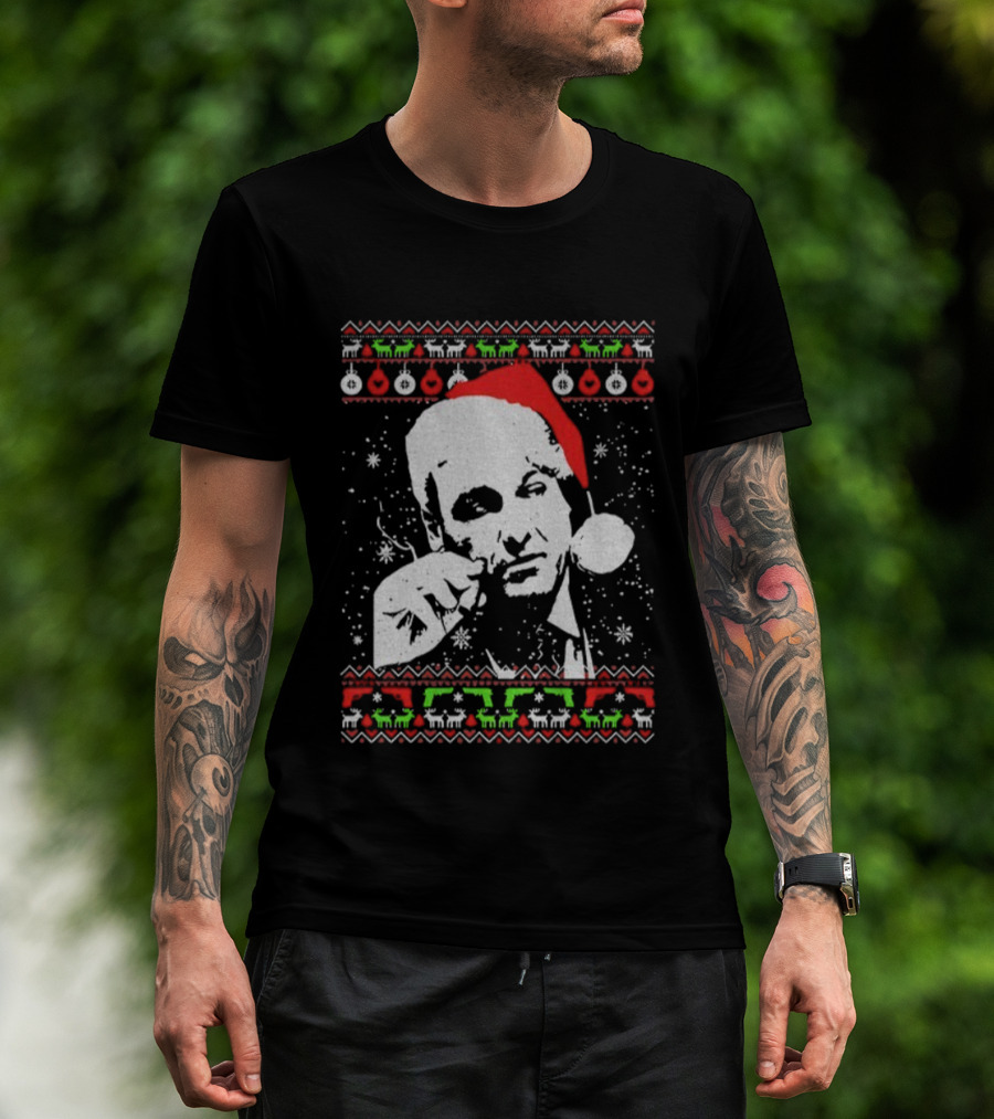 Tony Soprano Santa Hat Merry Christmas 2025 Vintage Ugly Sweater Style T-Shirt