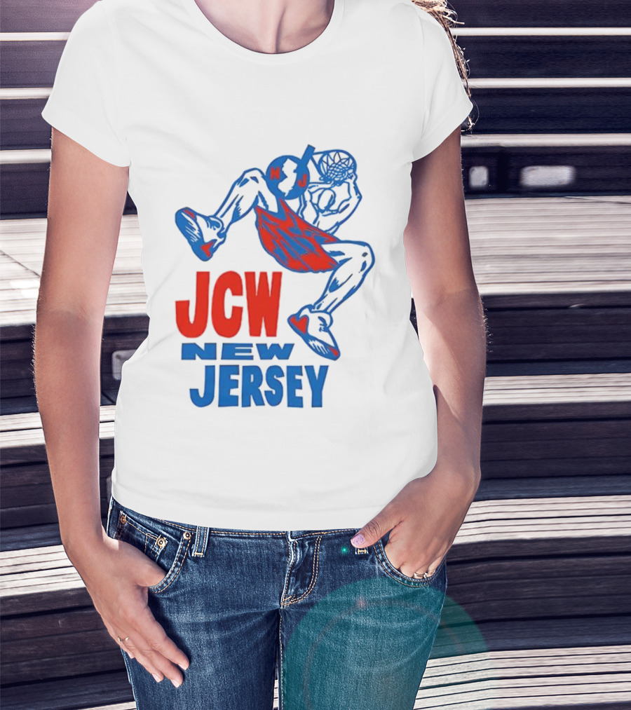 JCW New Jersey Basketball Dunking Figure Iconic Sports Style T-Shirt