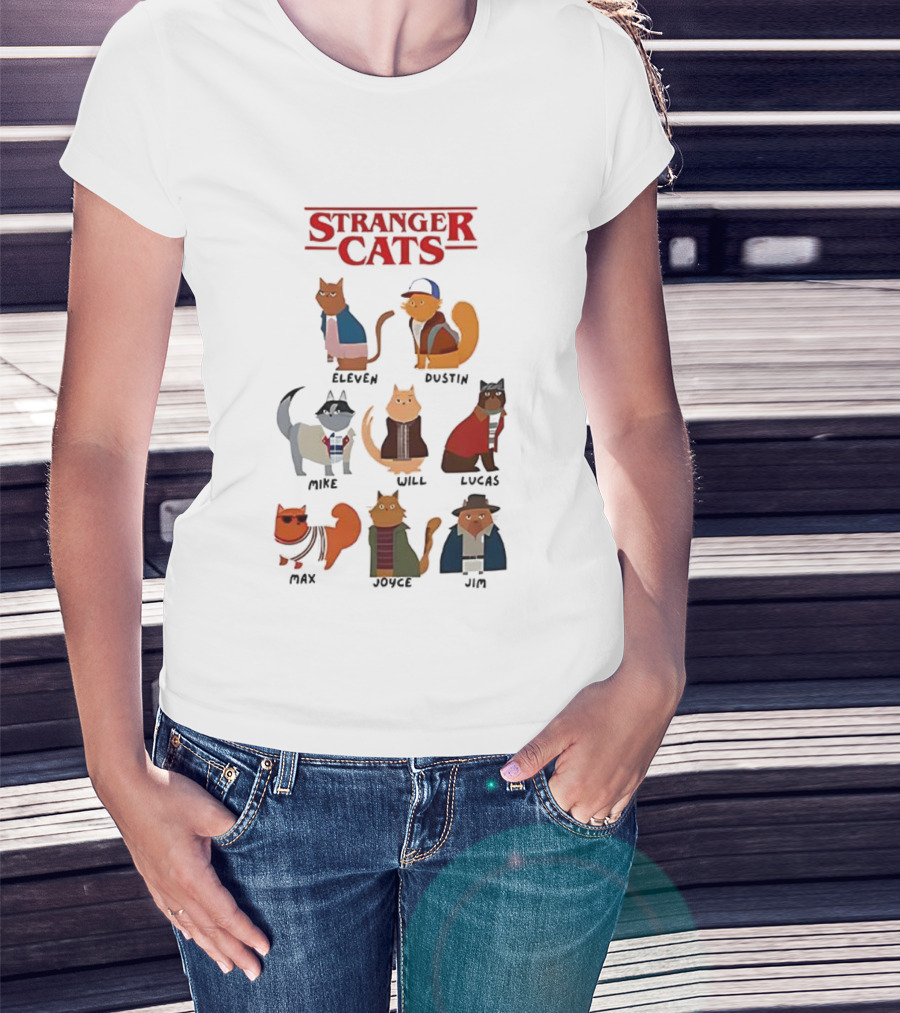 Stranger Cats Eleven Dustin Mike Will Lucas Max Joyce Jim T-Shirt