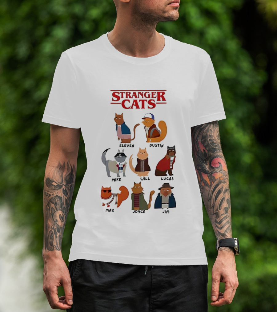 Stranger Cats Eleven Dustin Mike Will Lucas Max Joyce Jim T-Shirt