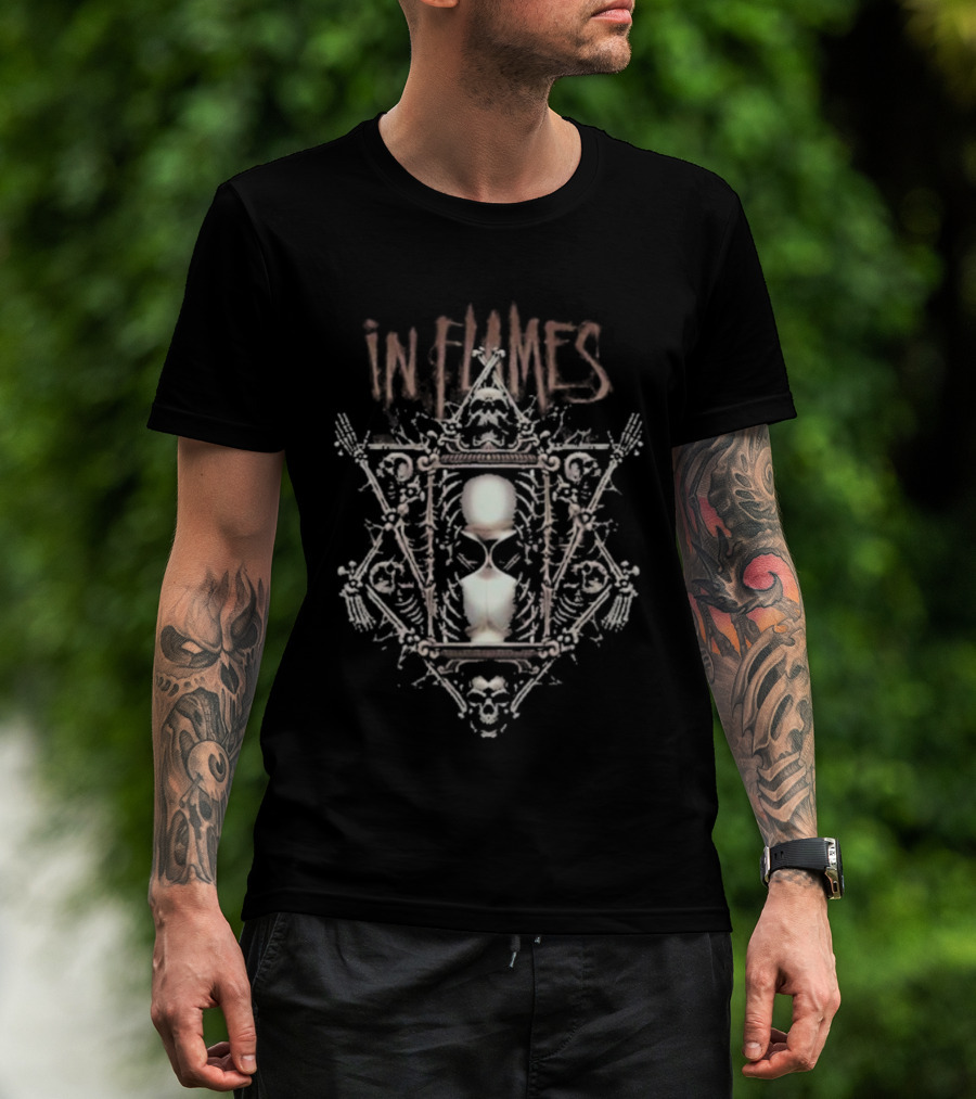 In Flames Dark Hourglass Gothic Symbolic Artwork T-Shirt