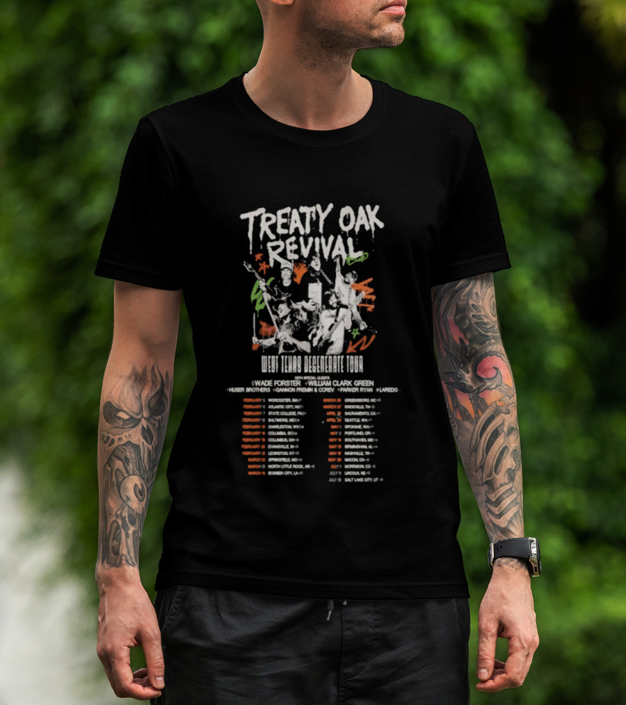Treaty Oak Revival 2026 West Texas Degenerate Tour Dates And Locations T-Shirt