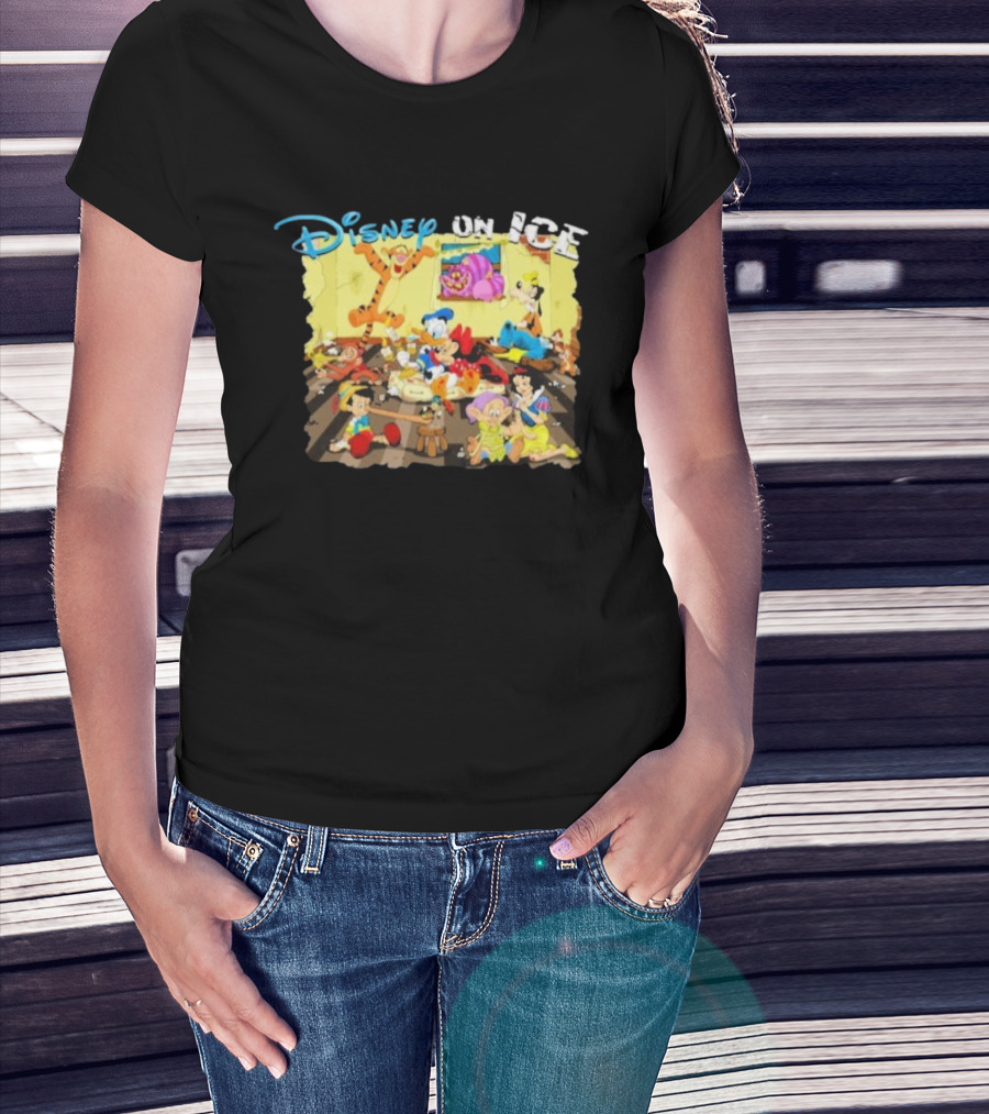Disney On Ice Characters Tigger Mickey Donald Goofy Pinocchio Cheshire Snow White T-Shirt
