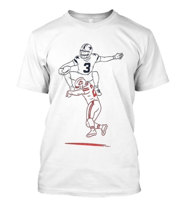 George Pickens Dallas Cowboys NFL Football Jump Over Sketch 2025 Player Leap T-Shirt