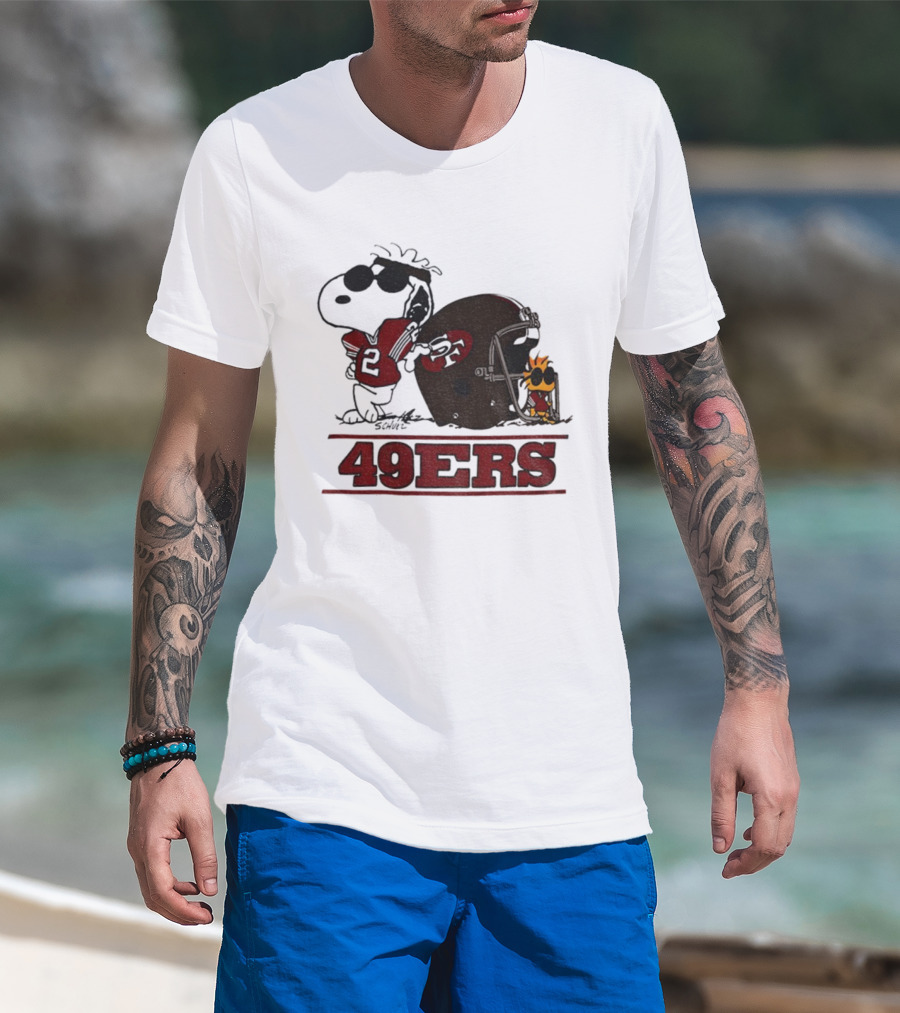 Snoopy Woodstock San Francisco 49ers NFL Football Helmet 2025 T-Shirt