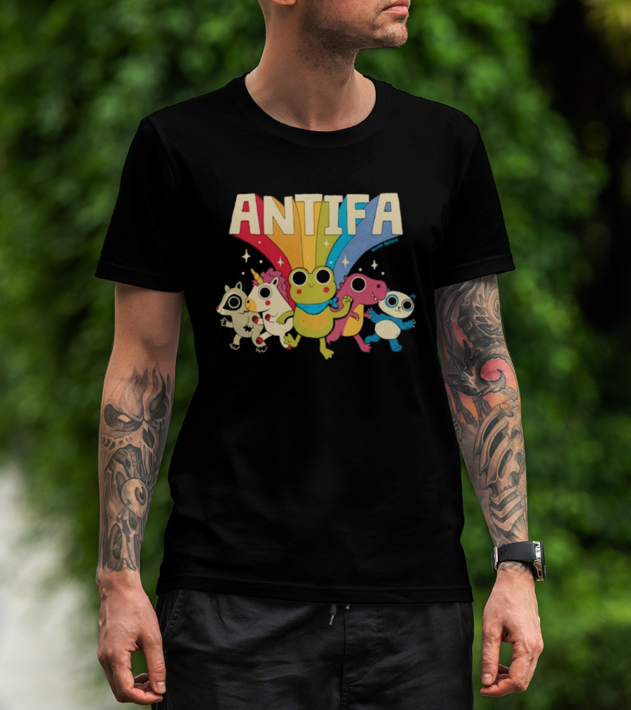 Antifa Frog Unicorn Panda Cute Animal Friends Rainbow T-Shirt