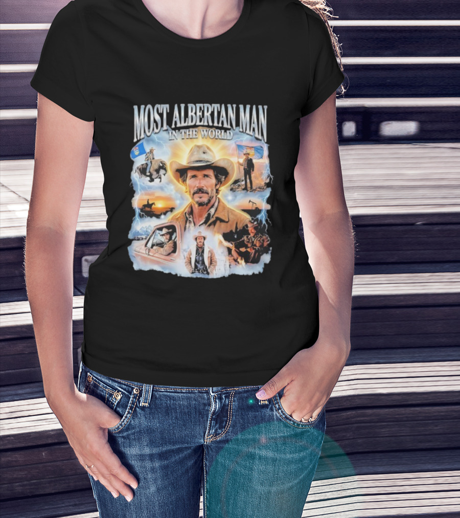MOST ALBERTAN MAN IN THE WORLD Arthur Morgan Cowboy Adventure Alberta Imagery T-Shirt