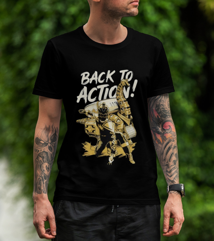 Back To Action Power Rangers Dino Thunder Black Ranger With Brachiozord T-Shirt