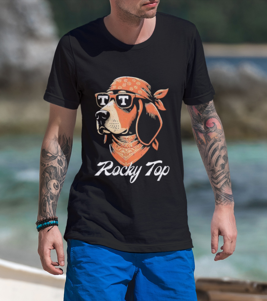 Rocky Top Vols Dog Wearing Sunglasses Tennessee Football T-Shirt