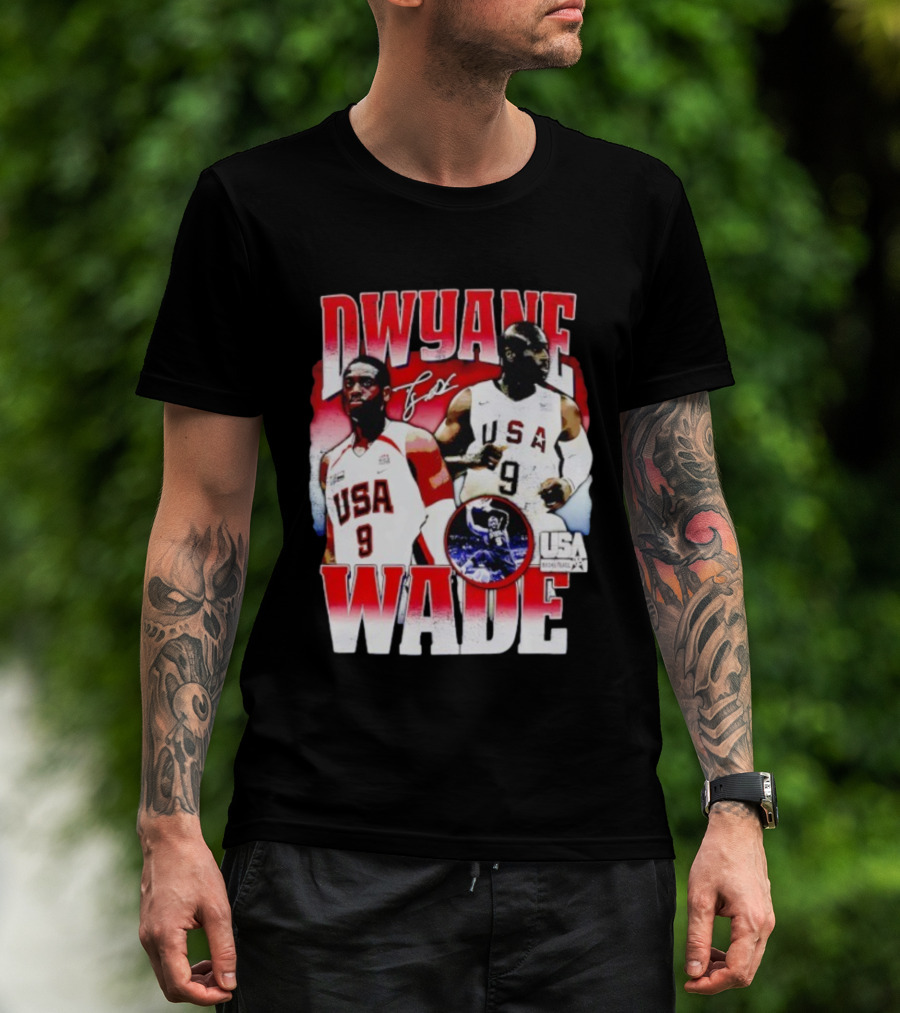 Dwyane Wade USA Basketball Signature Vintage 9 Retro Team USA T-Shirt