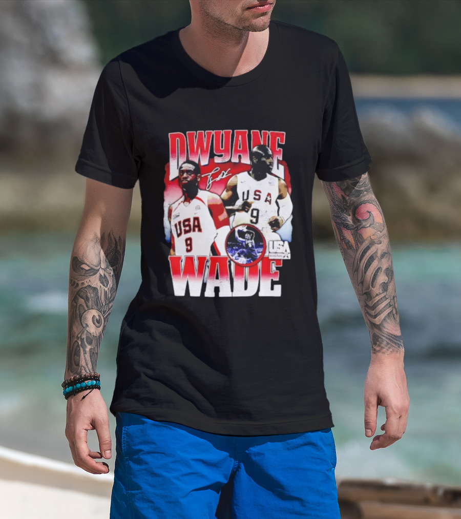 Dwyane Wade USA Basketball Signature Vintage 9 Retro Team USA T-Shirt
