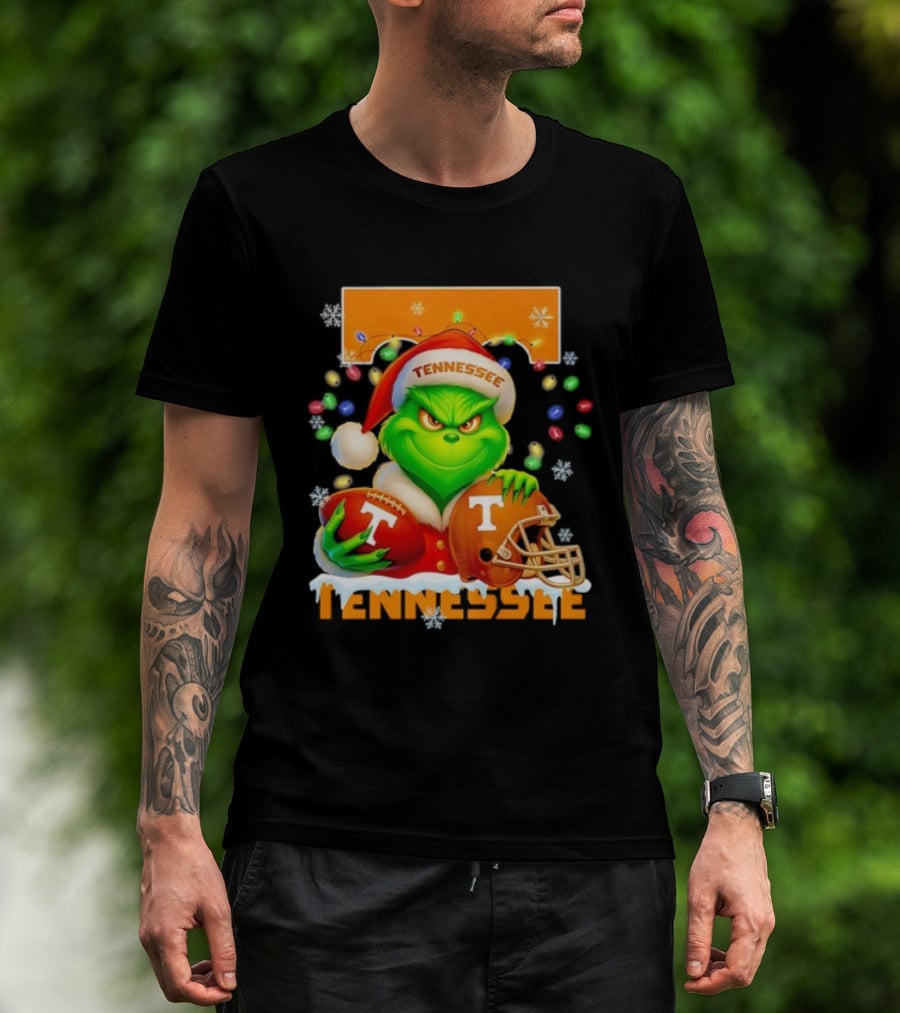Grinch Tennessee Volunteers Helmet Football Merry Christmas T-Shirt