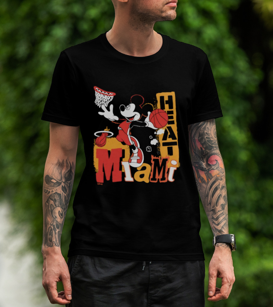 Mickey Mouse Miami Heat Basketball Collaboration T-Shirt