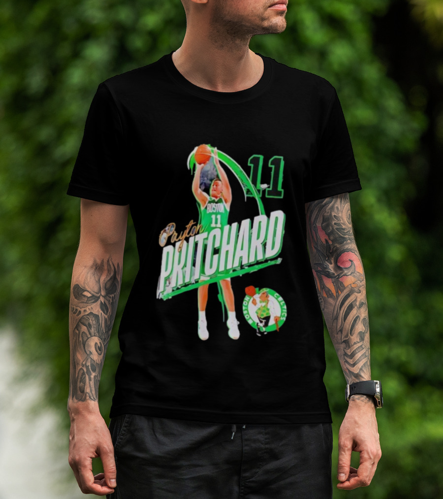 Boston Celtics Payton Pritchard 11 Basketball Player Action T-Shirt