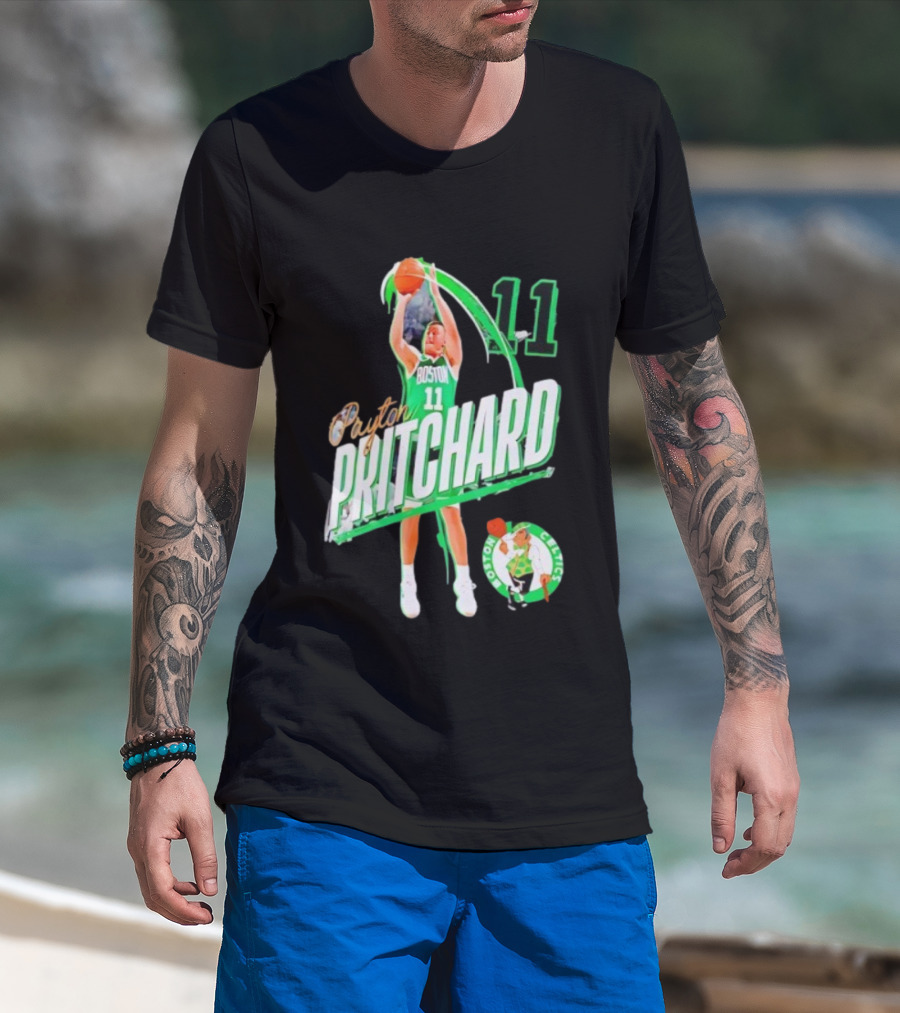 Boston Celtics Payton Pritchard 11 Basketball Player Action T-Shirt